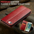 thumbnail image 4 of Wallet Case For iPhone 7 Plus / iPhone 8 Plus, Case Wallet-High Quality Leather Magnetic Closure Case-RFID Blocking Card Holders-Shockproof TPU Shell Folio Cover Women Men Men/Women, Red, 4 of 7