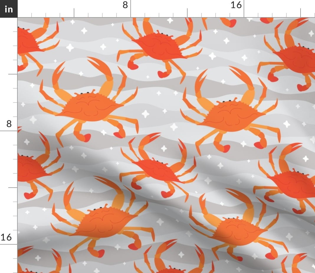 Spoonflower Fabric Crabs Crab Shellfish Seafood Kitchen Outdoor Bbq