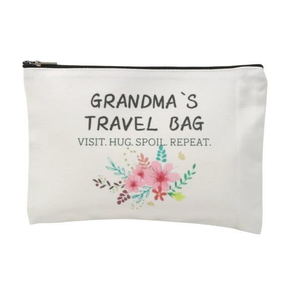 Unique Bargains 1 Pc Durable Flower Letter Makeup Bag White Canvas