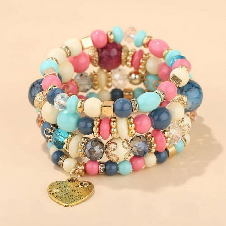 Bohemia Multilayer Crystal Stone Beads Charms Bracelets Colorful