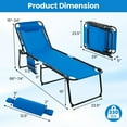 thumbnail image 3 of Lounge Chairs for Outside, Extra High Folding Beach Tanning Lounger with Adjustable Backrest, Footrest & Removable Pillow, Sunbathing Lounge for Patio, Poolside (1, Navy with Pocket), 3 of 18