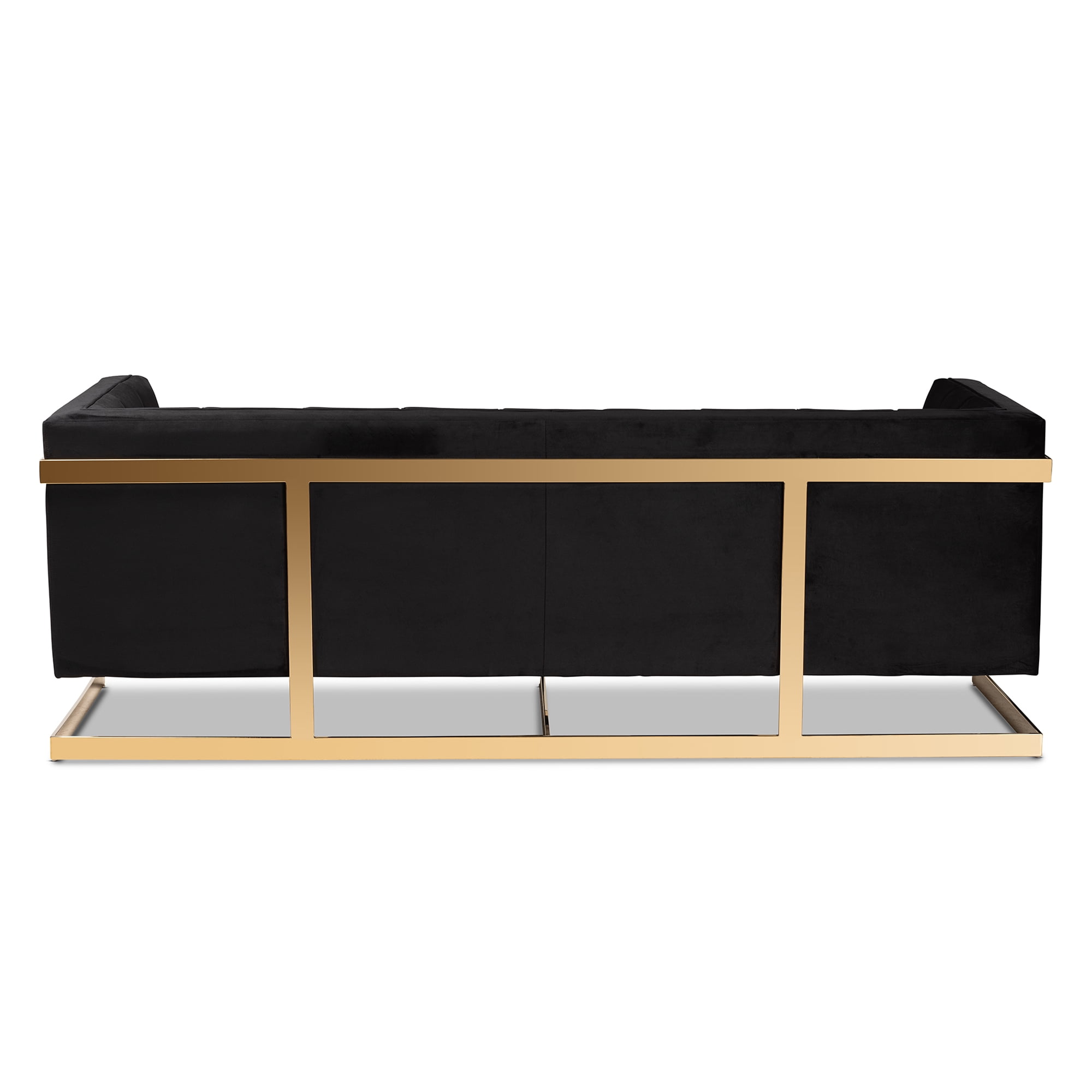 Baxton Studio Ambra Sofa, Black and Gold Fabric