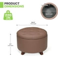 thumbnail image 2 of YYEAN Round Ottoman with Storage, PU Leather Footstool with Legs, Small Foot Rest Ottoman for Bedroom, Living Room, Decorative Home Furniture-24.5"D x 24.5"W x 17"H-Brown, 2 of 9