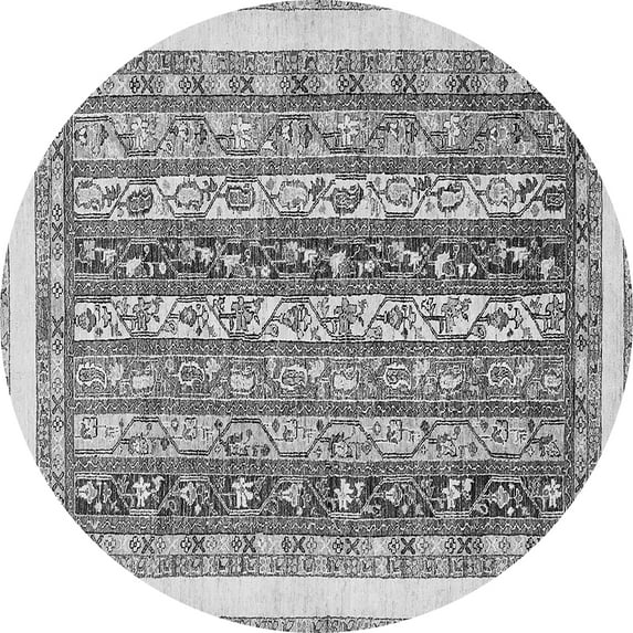 Ahgly Company Indoor Round Abstract Gray Modern Area Rugs, 5' Round