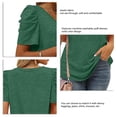 thumbnail image 4 of Blusa Para Mujer Top Informal Para Mujer Mujer Camisa Casual Cuello En V Manga Puff Tela Elástica Cómoda Color Sólido Elegante Top Para Verano Oficina En Casa Verde XXL Higoodz Otros, 4 of 6