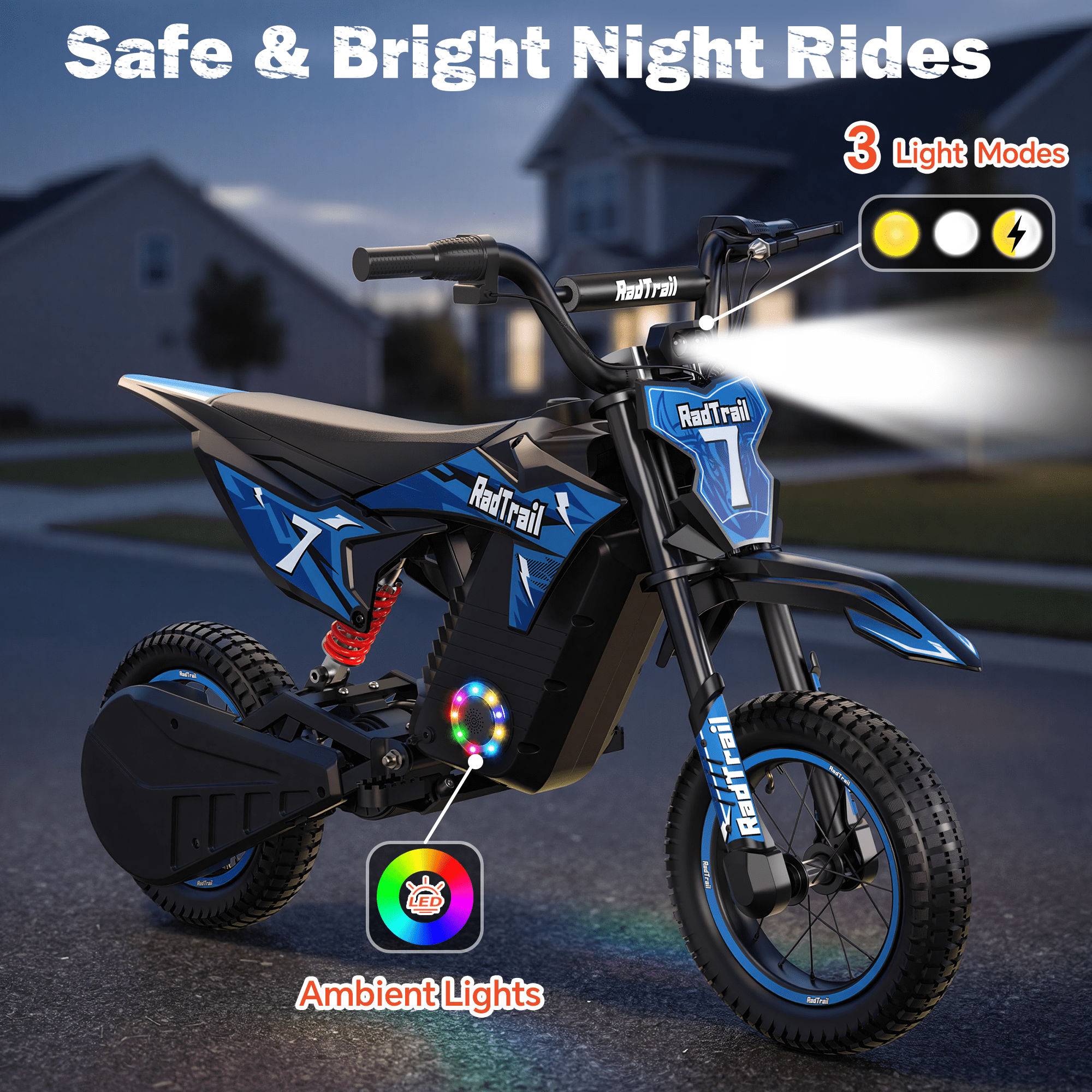 East doll 36V Electric Dirt Bike for Kids, Peak 700W Kids Electric Dirt Bikes, Electric Kids Dirt Bike for Boys Girls Aged 4-8Y, 3-Speed, Max 15.5 Mph, 13.7 Miles Long Range, 3 Light Modes, Blue