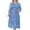 Light Blue Dress for Women, variant on Ladies' Evening Dress Heavy Industry Lace Embroidered Sequin Pattern Dress Seven Sleeve Round Neck Dress (Blue,L(0XL))