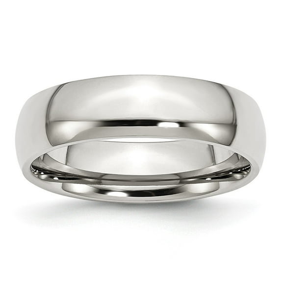 Stainless Steel 6mm Polished Wedding Band - Size 7.5