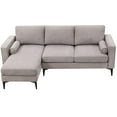 thumbnail image 4 of L-shaped Sectional Sofa, Modern Chenille Fabric Sofa Couch with Reversible Chaise and 2 Waist Pillows, 86" Convertible Sofa with Metal Legs for Living Room, Camel, 4 of 7