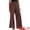 Brown, variant on Women's Stripe Casual Drawstring Wide Leg High Waist Pants XS Camel