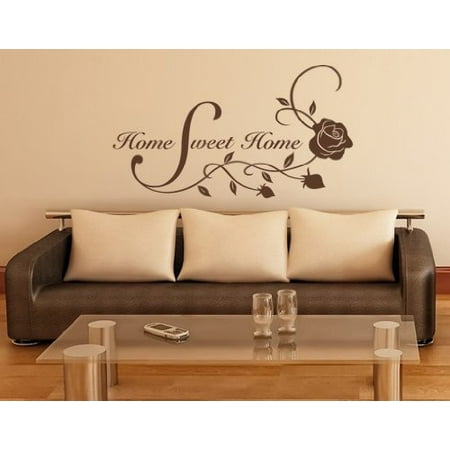 Wall Decal Baby White Home Sweet Home Floral Quote with Roses Wall Decal - Wall Sticker, Vinyl Wall Art, Home Decor, Wall Mural - 2003 - 16in x 9in, White ()