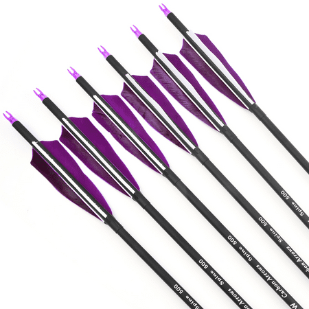 12pcs 4 True Feather Carbon Arrows 500 Spine for Recurve/Compound Bow