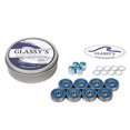 thumbnail image 3 of Glassy's Ceramic Bearings (8 Pack), ABEC 9 High Speed Skateboard Bearings with Washers, Spacers and a Glassy's Sticker (Silver), 3 of 6