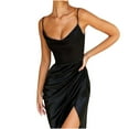 thumbnail image 4 of Women Sexy Slim Cross Solid Color Split Hip Tight-Fitting Slim Dress, 4 of 5