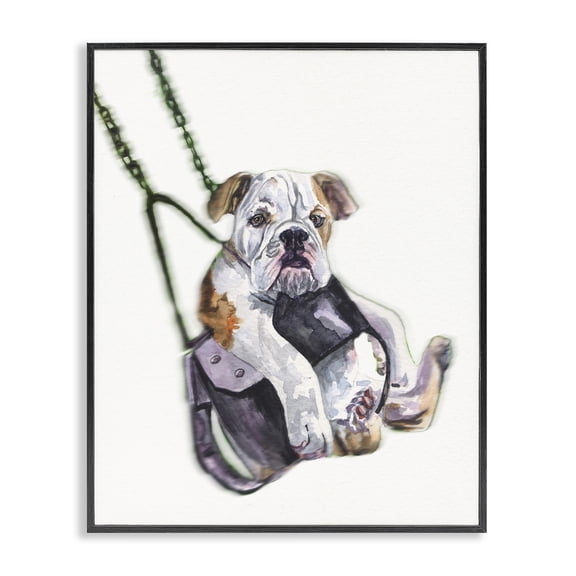 Stupell Industries Contemporary Swing Funny Dog Pet Animal Watercolor Black Framed Giclee Art, 16 x 20, by George Dyachenko