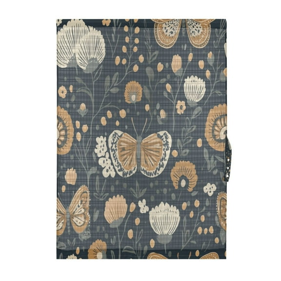 Butterflies and Flowers Pattern Door Curtain 25x40in Privacy Mesh with UV Protection Tie Back Rod Pockets