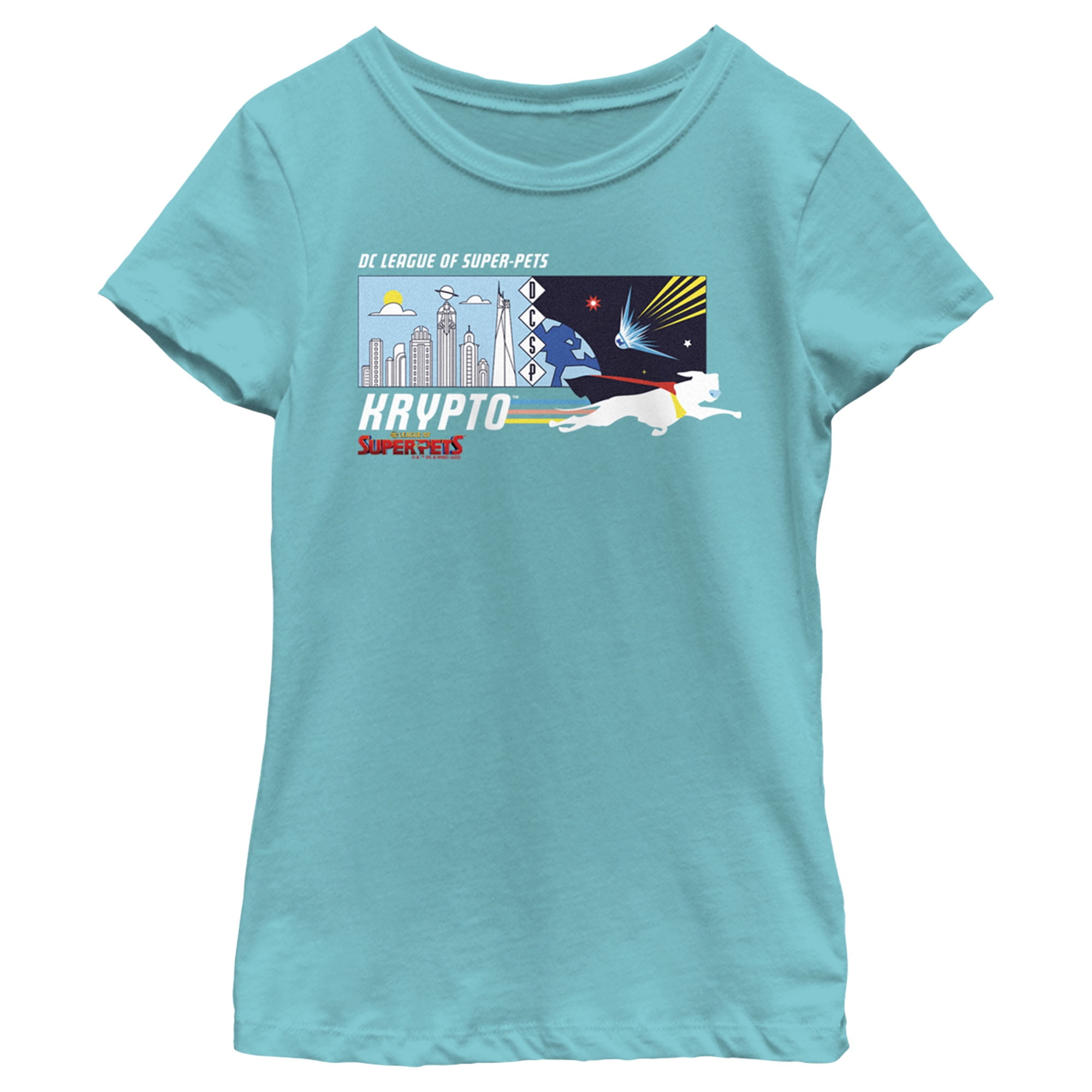 Girl's DC League of Super-Pets Krypto Meteor Graphic Tee Tahiti Blue X Large