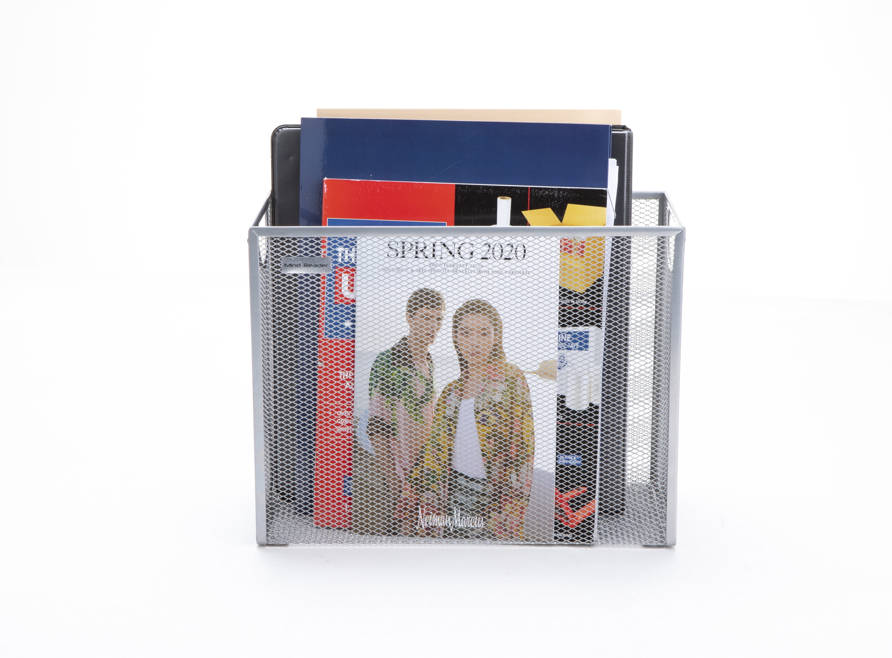 Mind Reader Metal Mesh File Organizer Storage Basket for Letters, Legal Documents, Filing, Folders, Office Organization, Silver