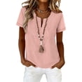 thumbnail image 6 of cocolona Womens Summer Linen Tops Fashion Solid Color V Neck Short Sleeve T-shirts Casual Loose Tunic Blouses, 6 of 6