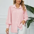 thumbnail image 6 of cfhntfmh Button down Shirts for Women Ruffle Long Sleeve Work Tops Textured Oversized Loose Collared Dressy Casual Blouse S-Xxl, 6 of 7