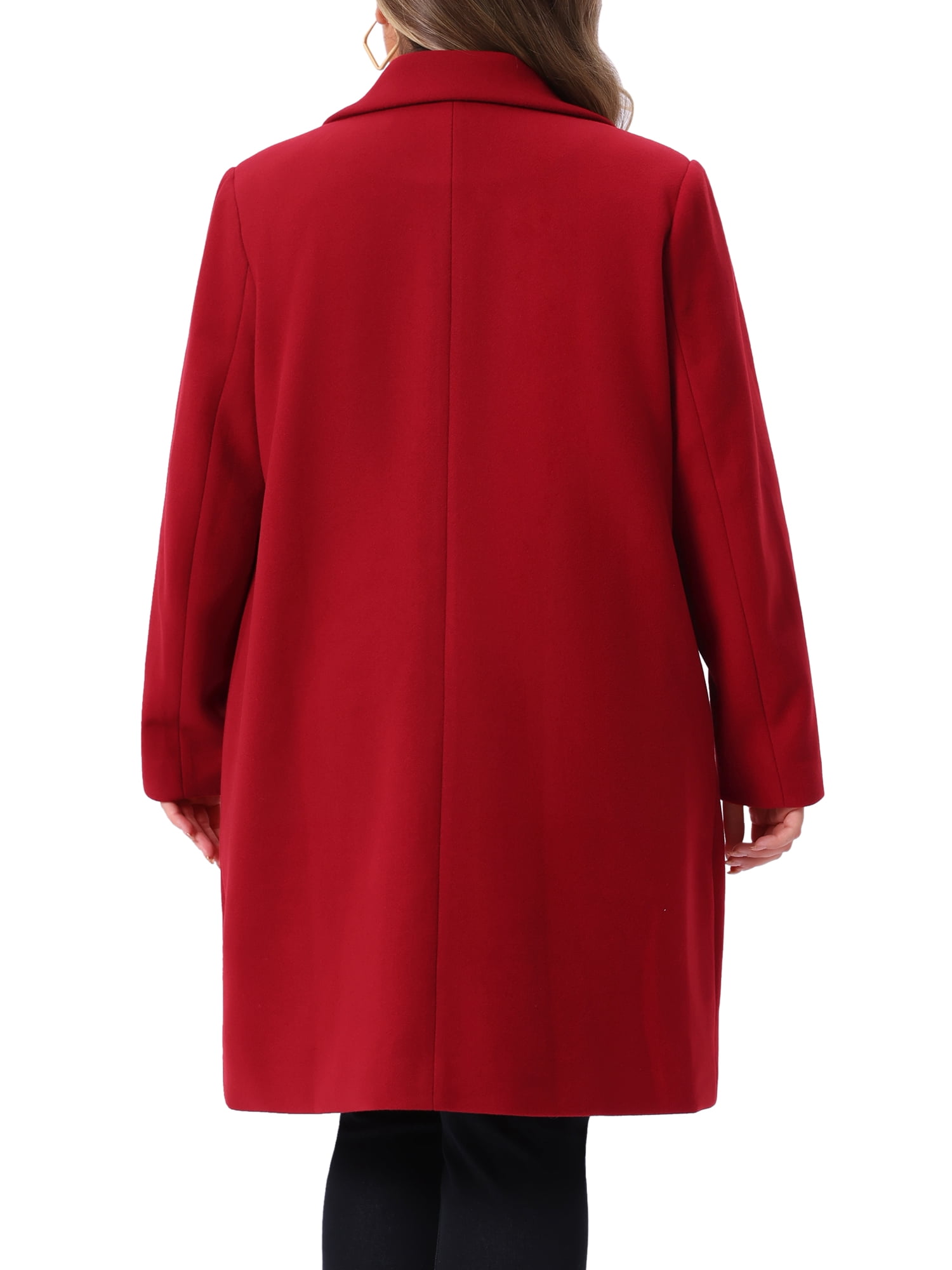 DARING DIVA Women's Plus Size Mid Length Notch Lapel Pea Coat 4X Wine Red