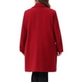 thumbnail image 4 of DARING DIVA Women's Plus Size Mid Length Notch Lapel Pea Coat 3X Wine Red, 4 of 6