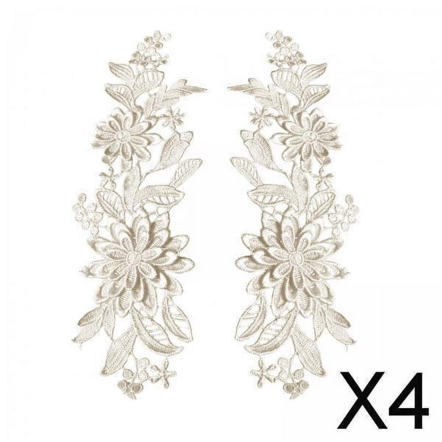 4x 1 Par de Apliques de Flores de Encaje, Adornos de Tela de Encaje, Parches Bordados Florales para Manualidades de Costura DIY, Decoración, Chaquetas 4 piezas