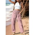 thumbnail image 5 of Women Summer Beach Vacation Pants High Waisted Printed Loose Flowy Casual Palazzo Lounge Trousers Pink XXL, 5 of 8