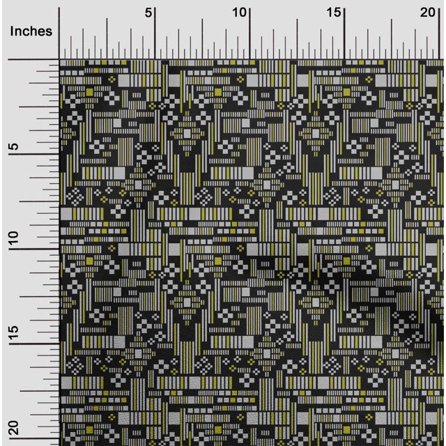 oneOone Cotton Flex Fabric Stripe & Square Geometric Printed Fabric 1 Yard 40 Inch Wide