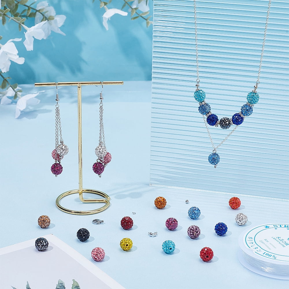 DIY Round Polymer Clay Rhinestone Beads Bracelet Making Kits Mixed Color 10mm Hole: 1.5mm