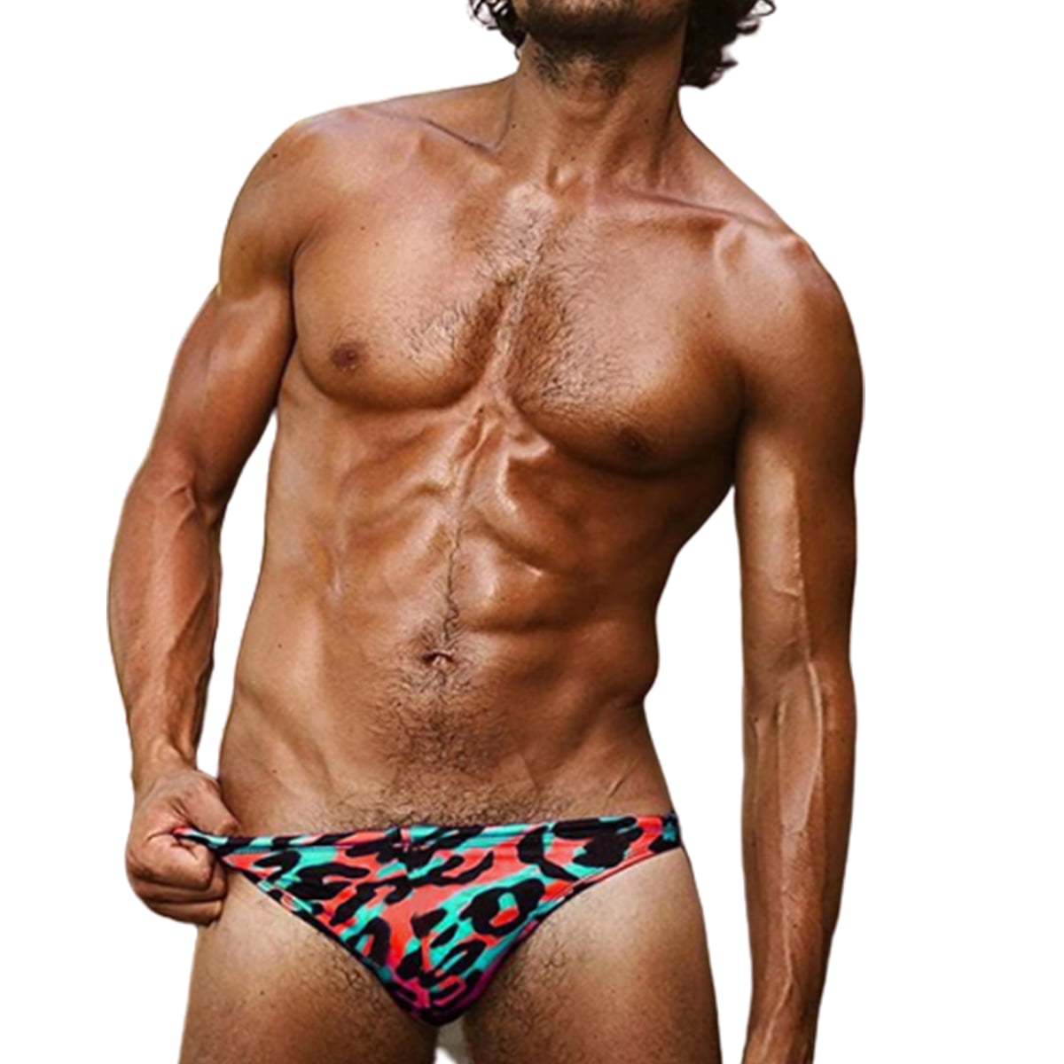 leopard print swim briefs