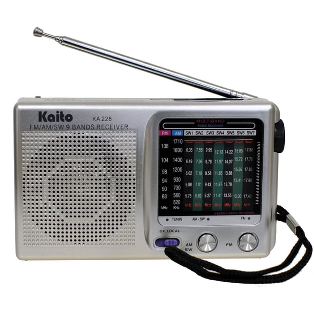 Kaito KA228 Pocket_size 9_Band AM_FM Shortwave Radio, Silver Walmart