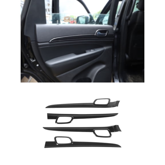 CheroCar Inner Door Handle Cover Trim for Jeep Grand Cherokee 2011-2020, 4PCS (Carbon Fiber)