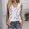 thumbnail image 2 of 250th Anniversary Tank Top for Women 1776-2026 - Sparkly Ombre American Flag V-Neck Sleeveless Tee - Patriotic 4th of July Graphic Blouse Royal Blue XL, 2 of 6