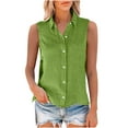 thumbnail image 7 of Cotton Linen Button Sleeveless Tops for Women, Collared Sleeveless Summer Tops, Lightweight Loose Fitting Dressy Casual Veats Blouses Sleeveless Tank Green M, 7 of 7