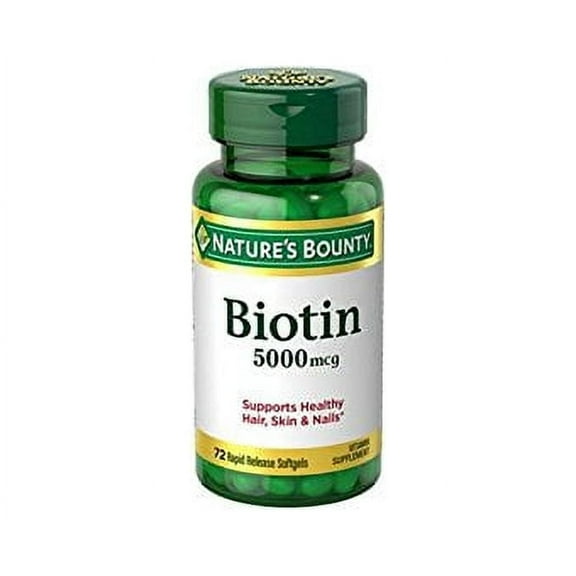 Nature's Bounty Biotin Rapid Release Softgels, 5000, Original, 72 Ct (2 pack) (Bundle)