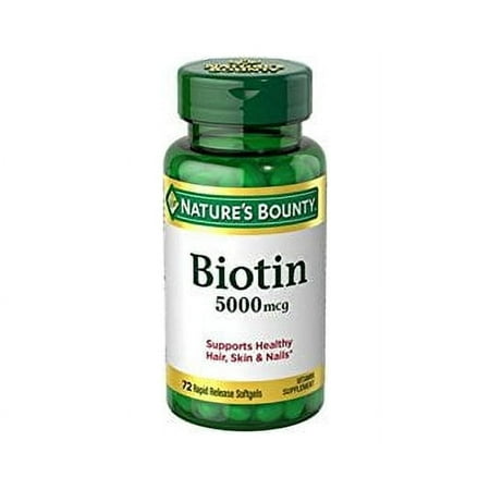 Nature's Bounty Biotin Rapid Release Softgels, 5000, Original, 72 Ct (2 pack) (Bundle)