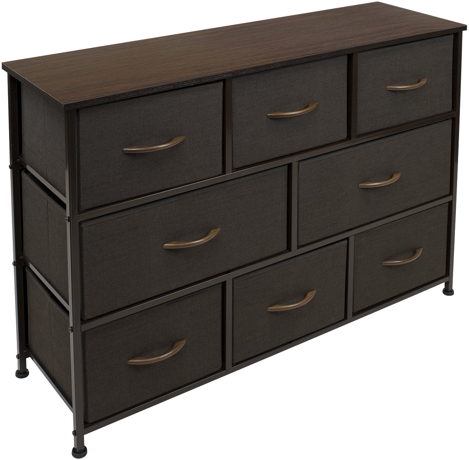 Sorbus Dresser with 8 Drawers - Furniture Storage Chest for Kids Clothing Organization, Bedroom, Hallway, Closet, Office - Steel Iron Frame, Rustic Farmhouse Wood Top, Fabric Bins (Brown)