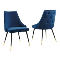 Pemberly Row 17.5" Modern Velvet Dining Side Chairs in Gold/Navy(Set of 2)