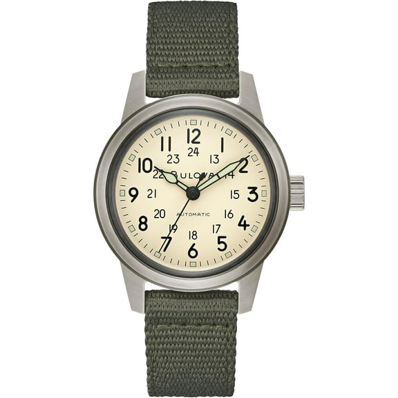 Bulova Hack Automatic Green Nylon Mens Watch