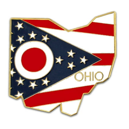 State Design Lapel Pin - PinMart's State Shape of Ohio and Ohio Flag Lapel Pin