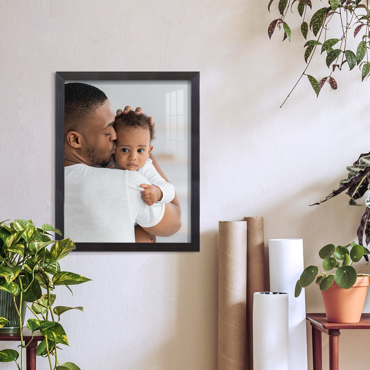 Grooved 11 in. x 14 in. Black Picture Frame Set (Set of 4)