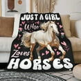 thumbnail image 5 of Just a Girl Who Loves Horses Blanket Gifts for Lovers Girls Women Warm Soft Throw Cozy Blankets for Bed Couch Gift for Birthday Graduation 60"x80" for Adults, 5 of 6