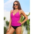 thumbnail image 6 of Hilor Women's Hot Pink V Neck Tankini Top Swimwear with Underwire Bra Support Sexy Crossback Push Up Swim Bathing Suit Top 14, 6 of 7