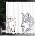 thumbnail image 4 of Ambesonne Wolf Shower Curtain, Sketchy Portraits Wildlife, 69"Wx84"L, Beige Grey Orange, 4 of 5