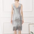 thumbnail image 5 of Women 1920s Sequins Dress Tassel V Neck Sleeveless Evening Dress Party Gowns for Women Lace Sleeve Dress Long Sleeve Dress plus Womens plus Size Dressy Dresses Formal Gown Women Ballroom Grown Wedding, 5 of 5
