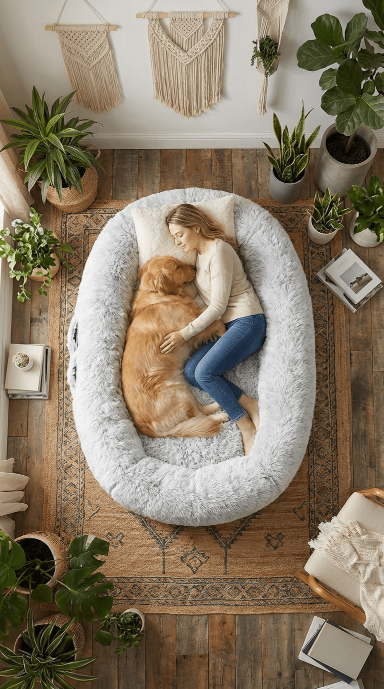 71-inch Giant Dog Bed in Gray, Soft Washable Faux Fur Orthopedic Nap Bed, Perfect for You and Your Pet (Blanket and Pillow Not Included)