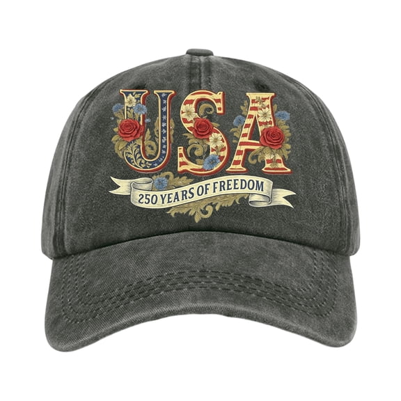 Minjewel Unisex 250th USA Anniversary Adjustable Hat Patriotic Vintage Baseball Cap Distressed Washed For July 4th Celebration,Army Green