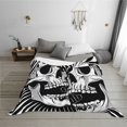 thumbnail image 6 of KLL Psychedelic Skull Illusion Art Print Fleece Throw Blanket, Horizontal Fleece Bedding Cute Soft Blankets Comfy Fleece Flannel Plush Home Decor for Couch & Bed -60"x50", 6 of 9