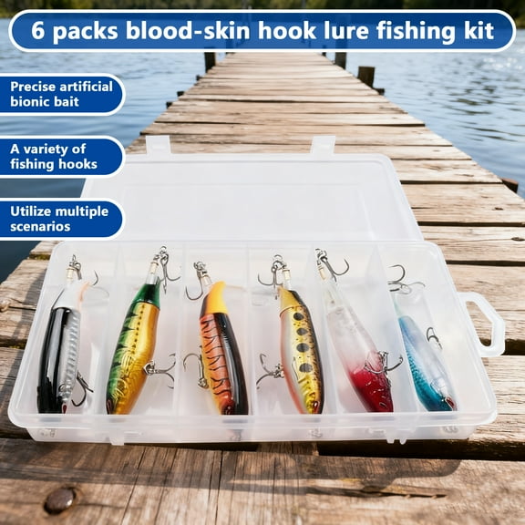 Arcticwind 6 PCS Floating Lure,Fishing Lures,Propeller Tractor Hard Bait Floating Pencil Lure,VIB Blood Tank Hook,For Bass Walleye Pike Catfish in Freshwater & Saltwater,Lures Fishing Gifts,With BOX